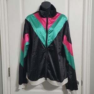 💲3️⃣ NWOT Unisex 80's Zip-up Jacket Costume Themed Party Unisex Sz Large